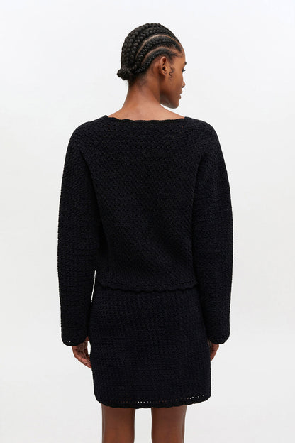 Black Crochet Cardigan