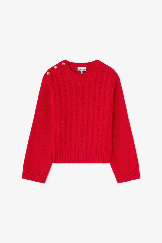 Red Cable Wool Mix Sweater