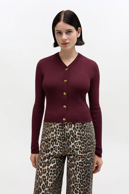 Ribbed V-Neck Cardigan