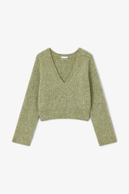 Green V-neck Sweater
