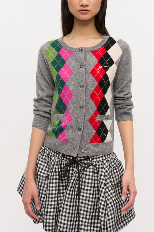 Grey Check Cardigan