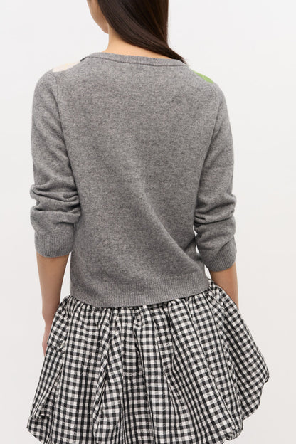 Grey Check Cardigan