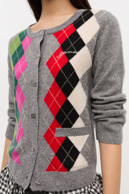 Grey Check Cardigan