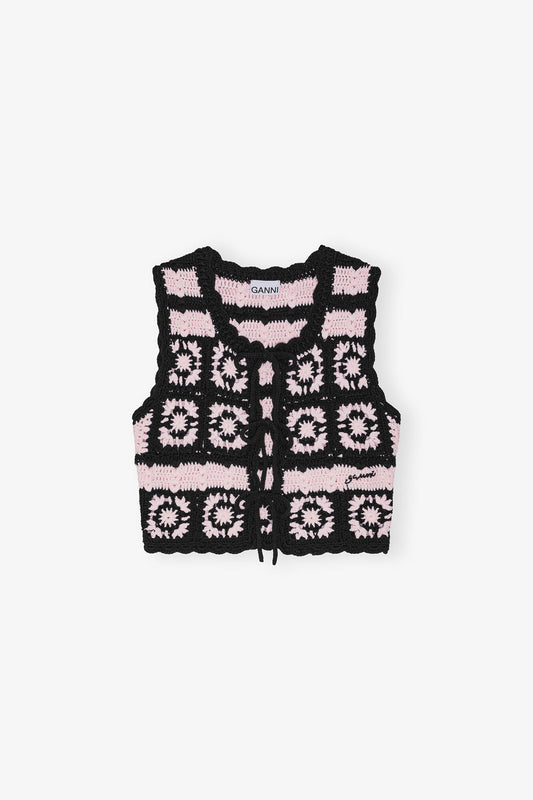 Pink Cotton Crochet Vest