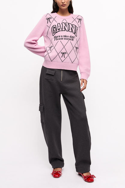 Pink Graphic Bow Sweater