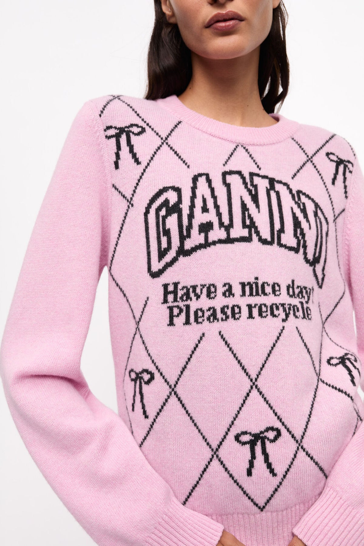 Pink Graphic Bow Sweater