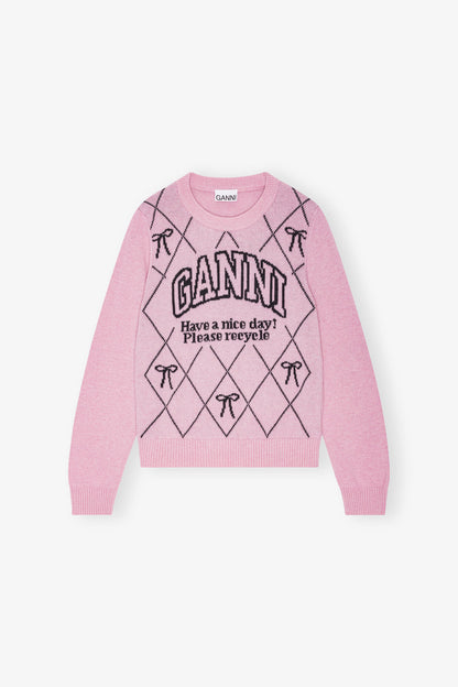 Pink Graphic Bow Sweater