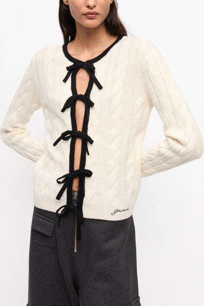 Cardigan in White Cashmere Mix