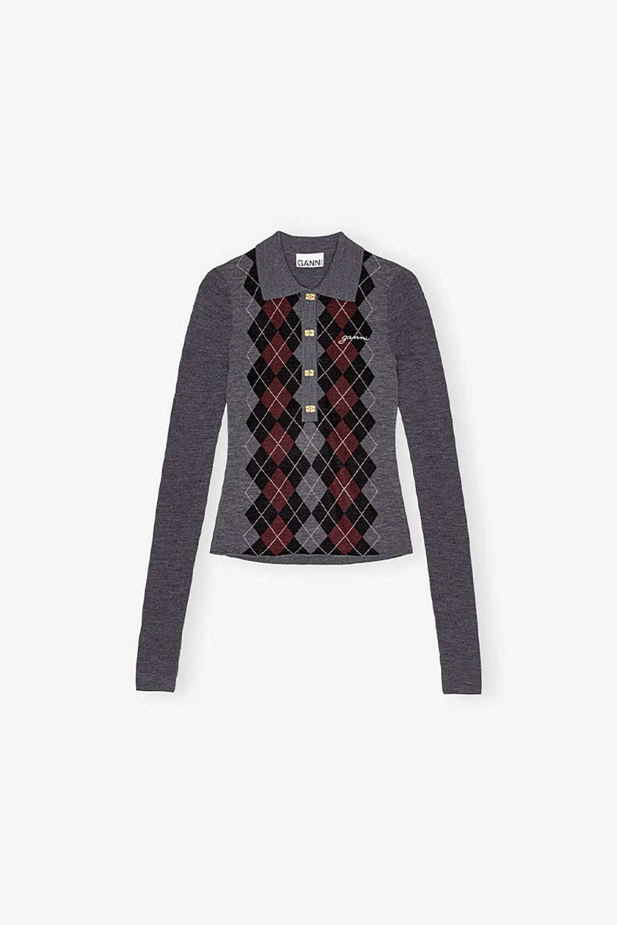 Grey Knitted Polo Shirt
