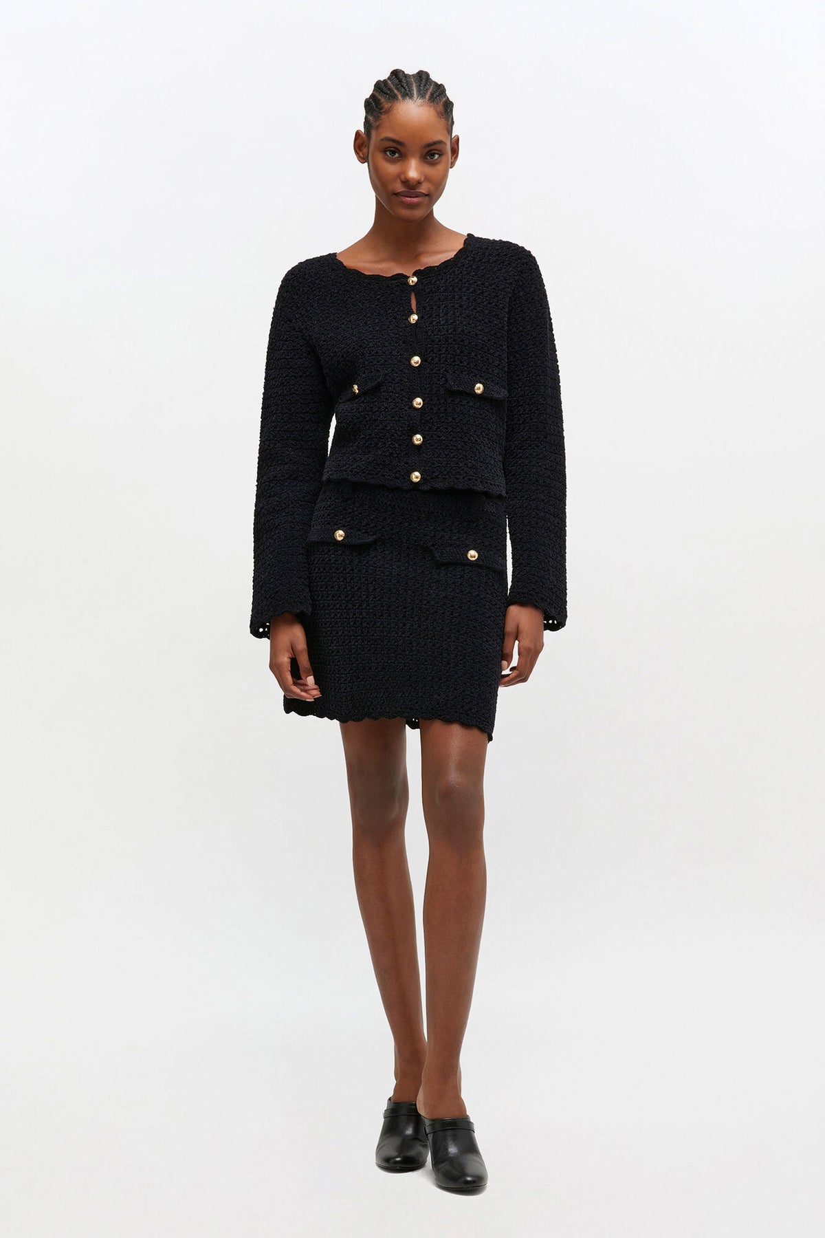 Black Crochet Mini Skirt