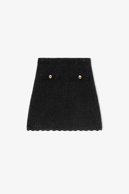 Black Crochet Mini Skirt