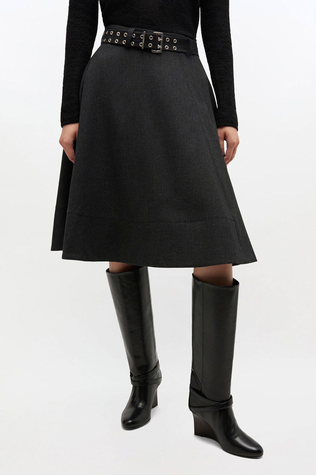 Wool Suiting Wrap Skirt