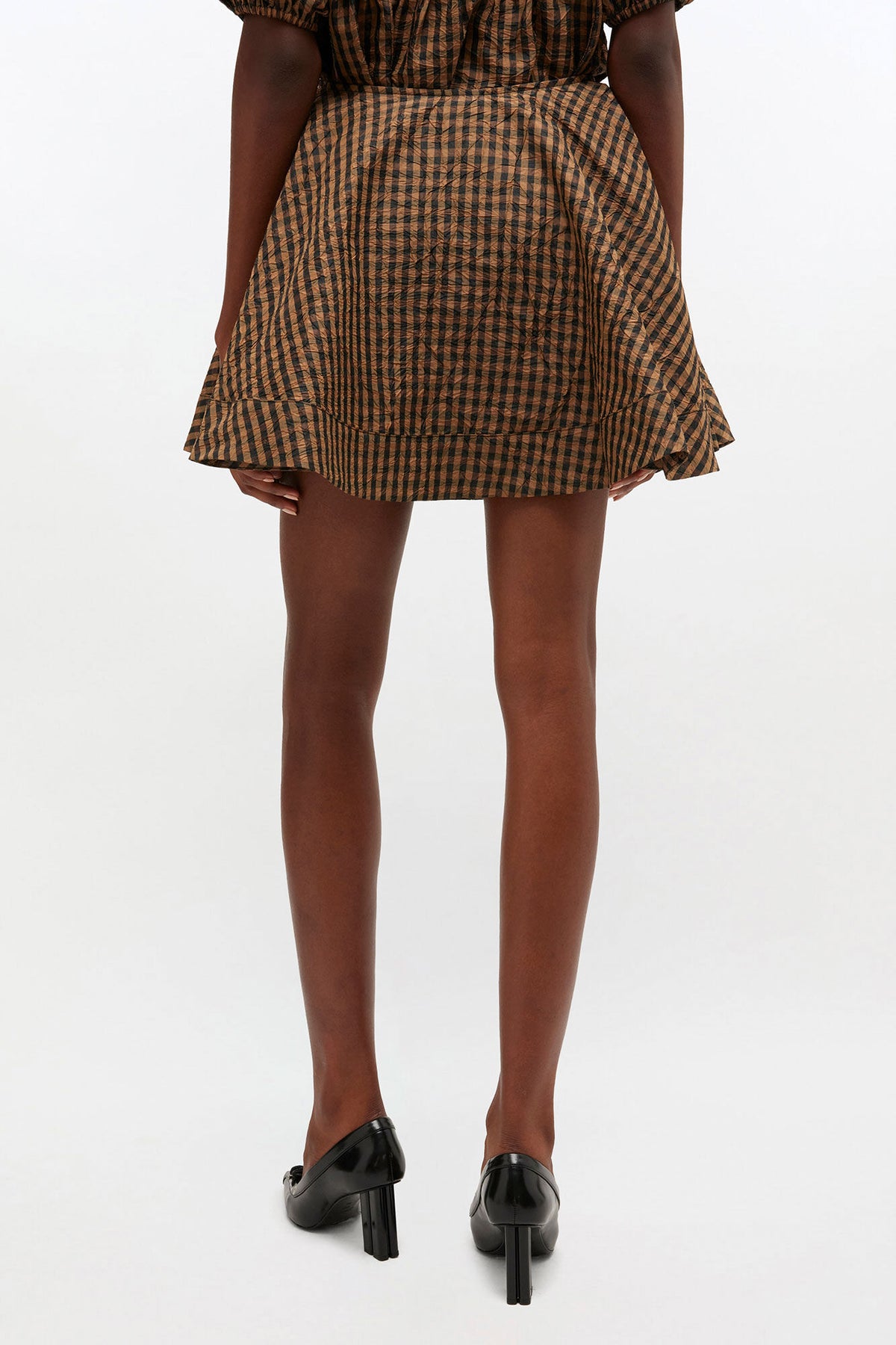 Crinkled Check Mini Circle Skirt