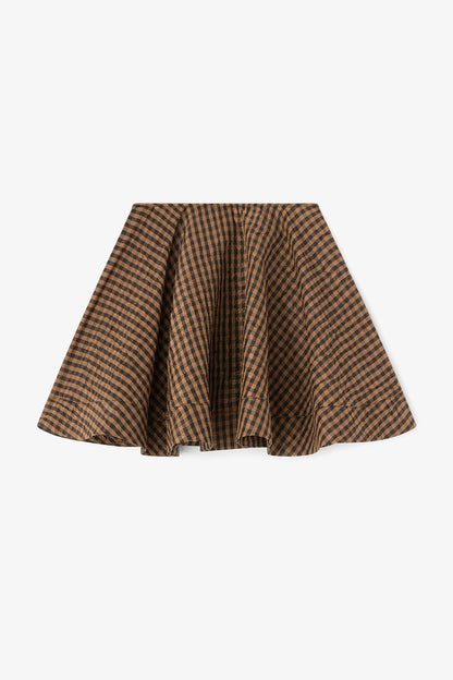 Crinkled Check Mini Circle Skirt