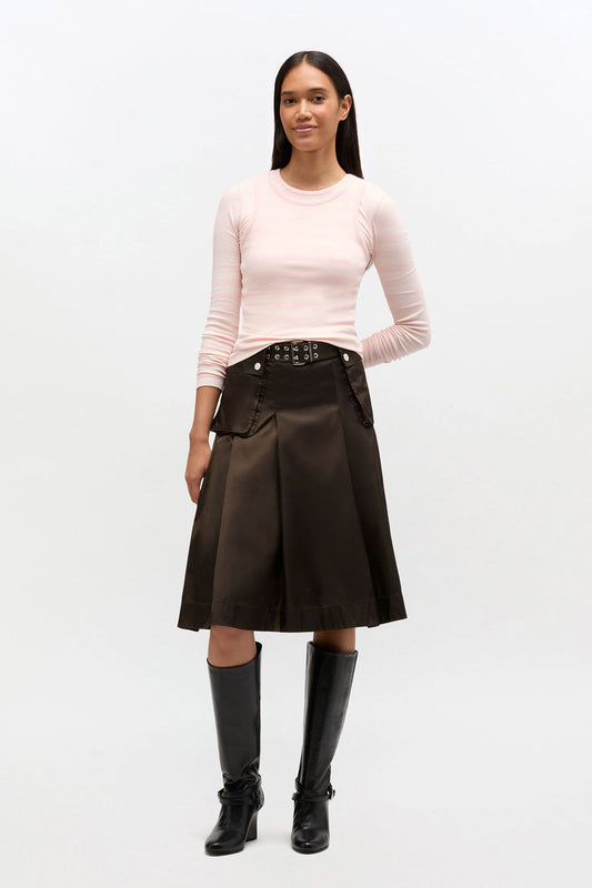 Duchesse Nylon Pleated Skirt