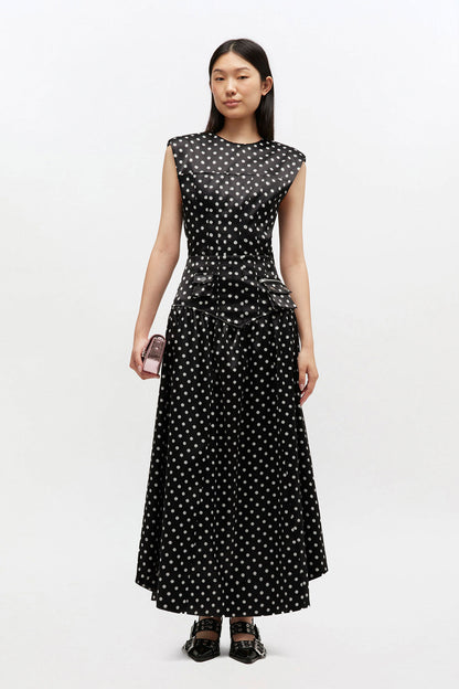 Polka-Dot Satin Corset Skirt