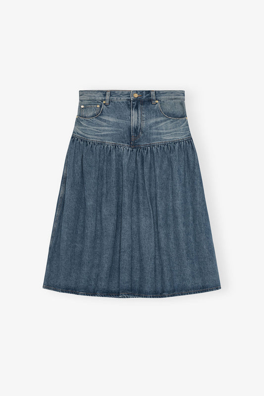 Mid Blue Washed Denim Skirt