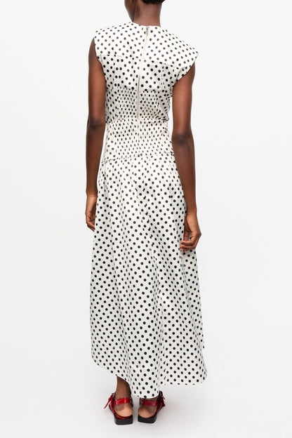 Polka-dot Double Satin Long Pocket Skirt