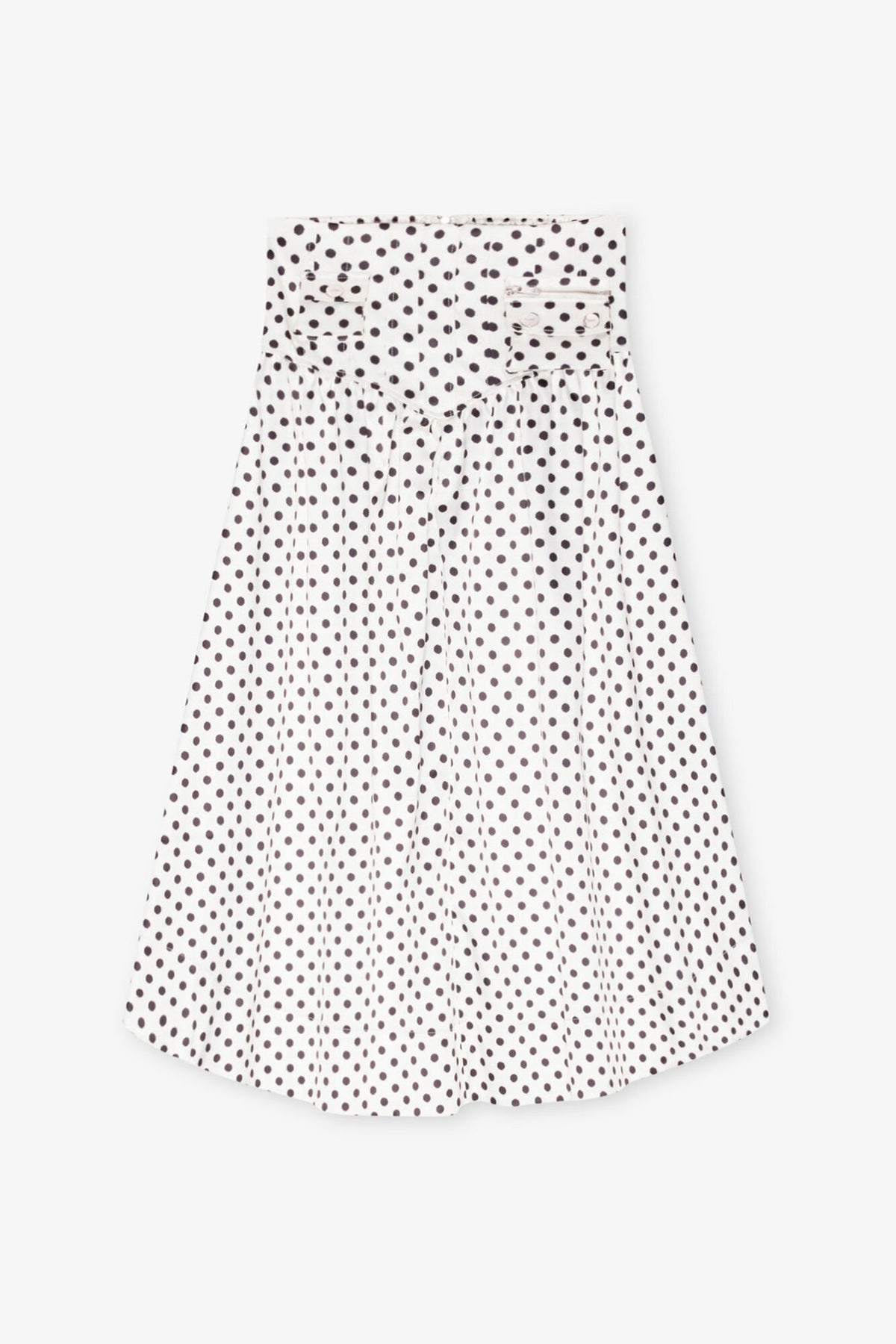 Polka-dot Double Satin Long Pocket Skirt