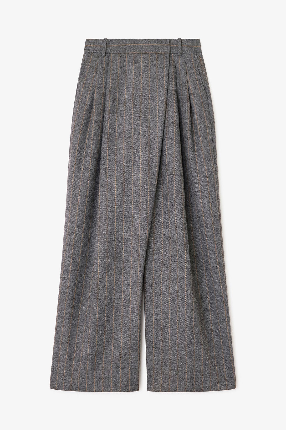 Grey Stripe Cross-over Pants
