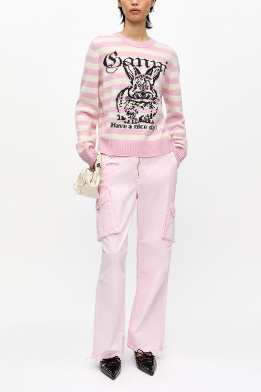 Pink Washed Cotton Twill Pants