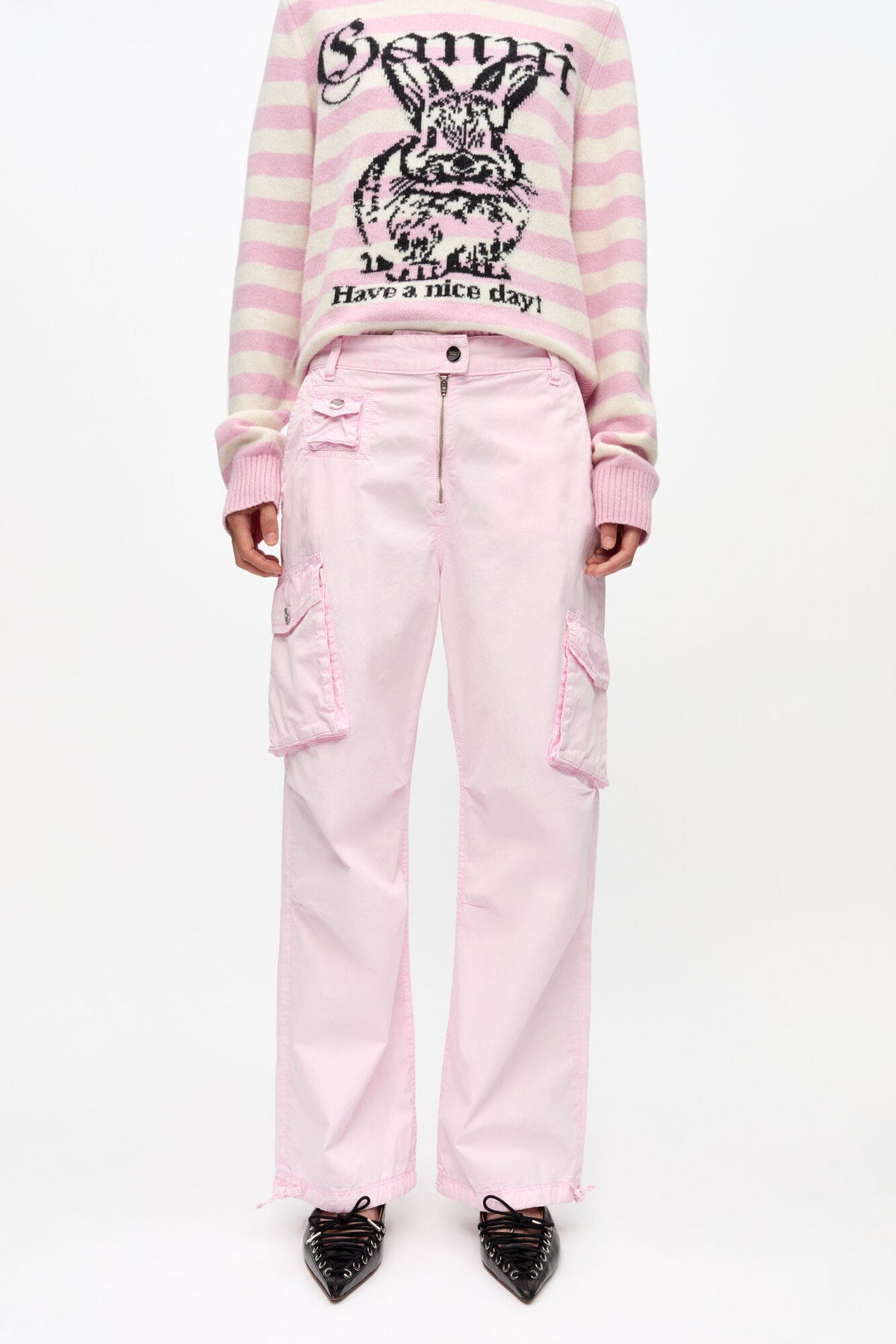 Pink Washed Cotton Twill Pants