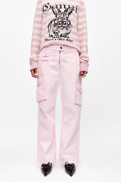 Pink Washed Cotton Twill Pants