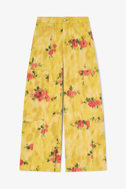Baggy Cargo Jeans in Printed Denim