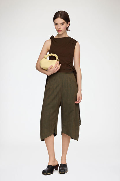 Capri Pants in Brown Wool Melange