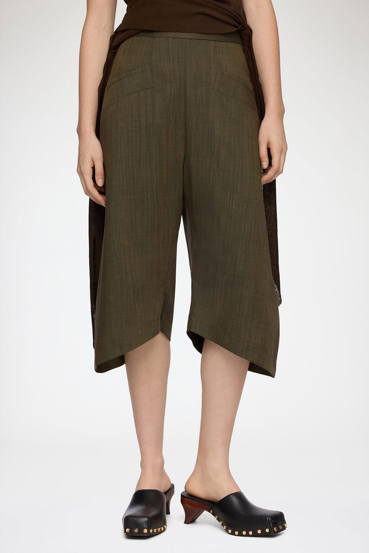 Capri Pants in Brown Wool Melange