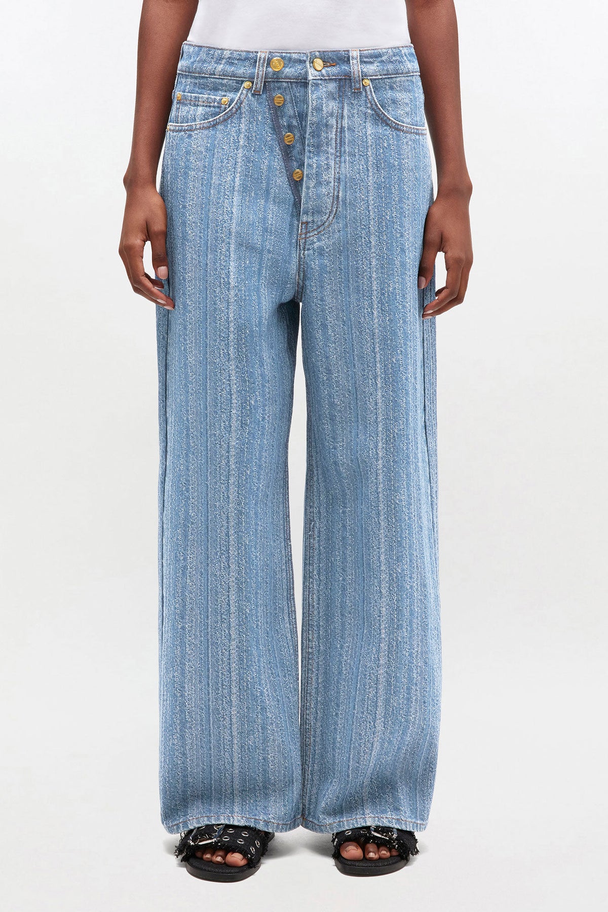 Baggy Jeans in Striped Denim