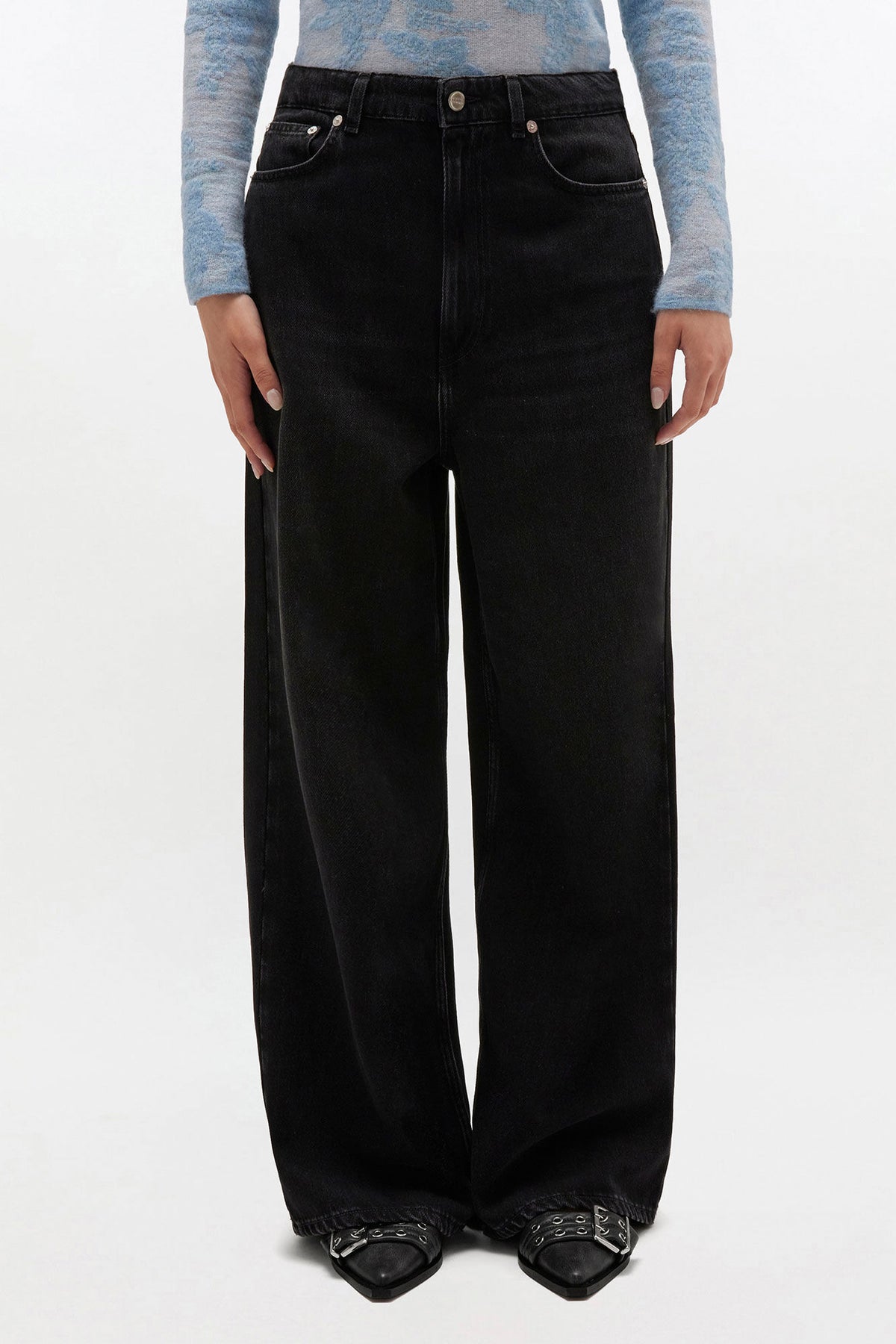 Baggy Jeans in Black Washed Denim