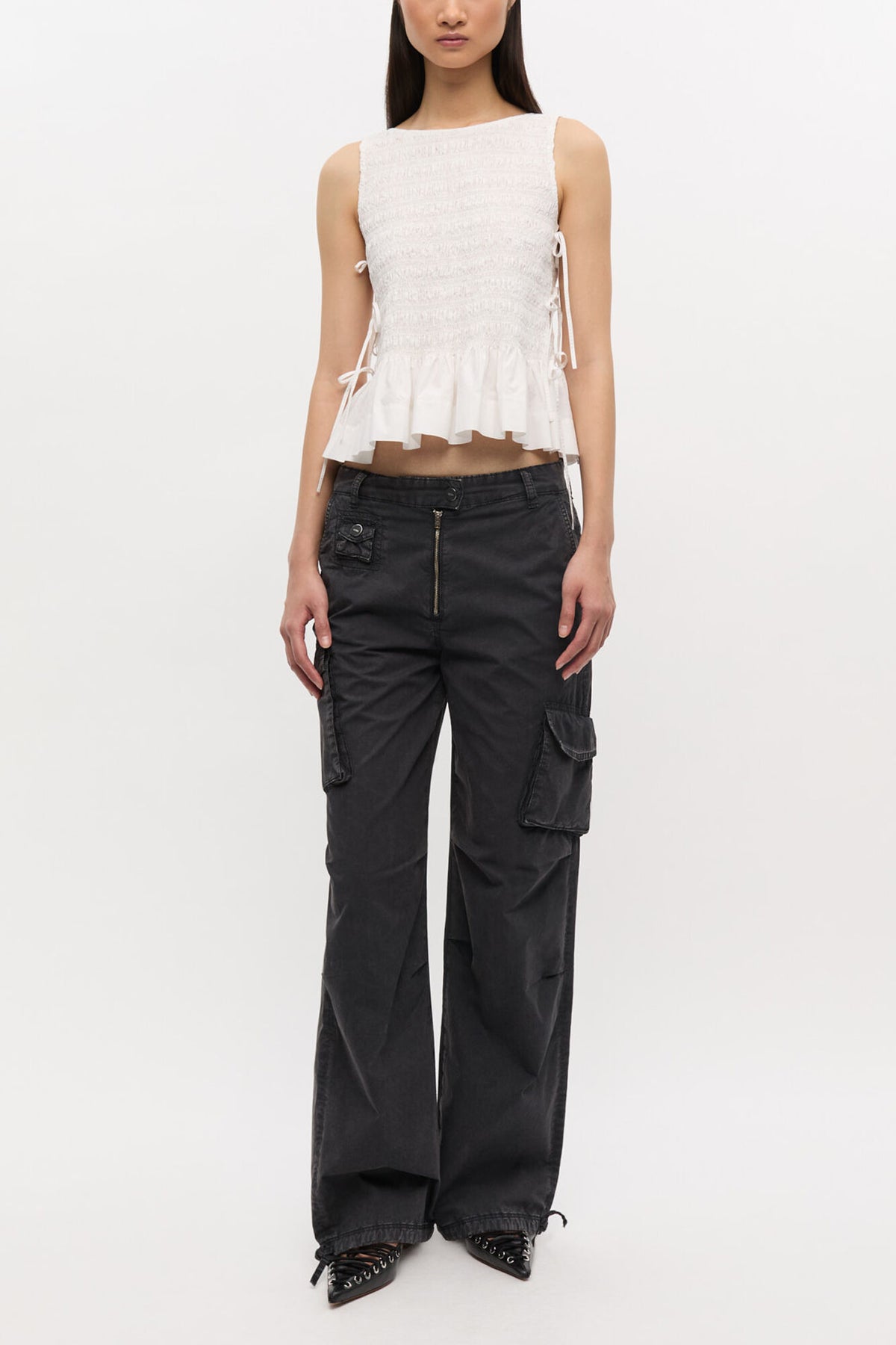Black Washed Twill Pants