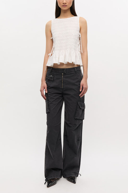 Black Washed Twill Pants
