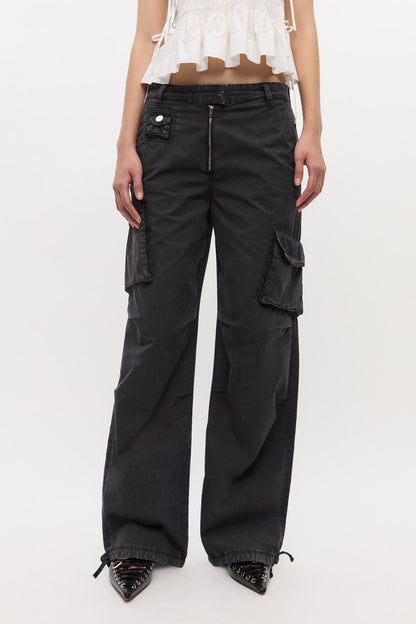 Black Washed Twill Pants
