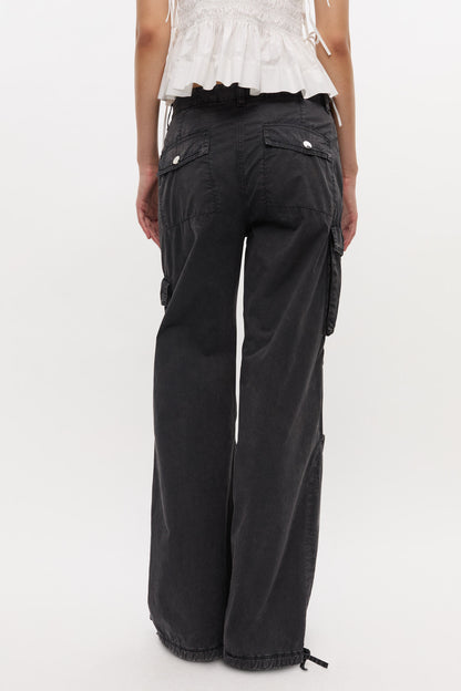 Black Washed Twill Pants