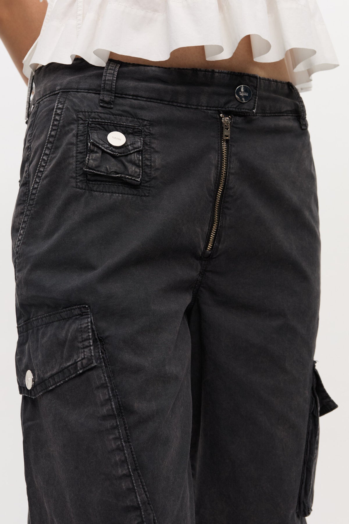 Black Washed Twill Pants