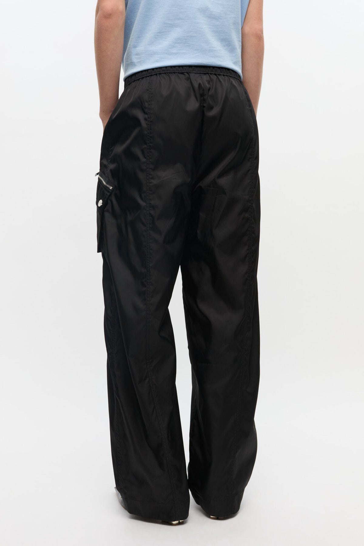 Black Nylon Elasticated Pants