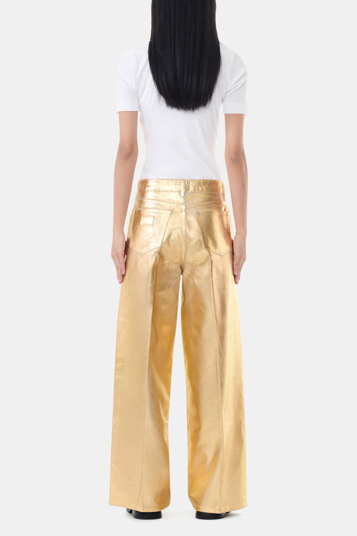 Gold Foil Wide Jeans