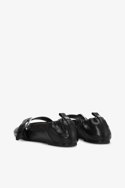 Buckle Strap Ballerinas in Black