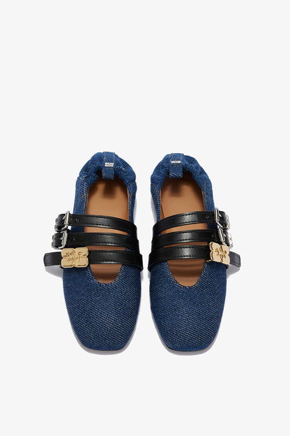 Sue Triple Ballerina in Denim