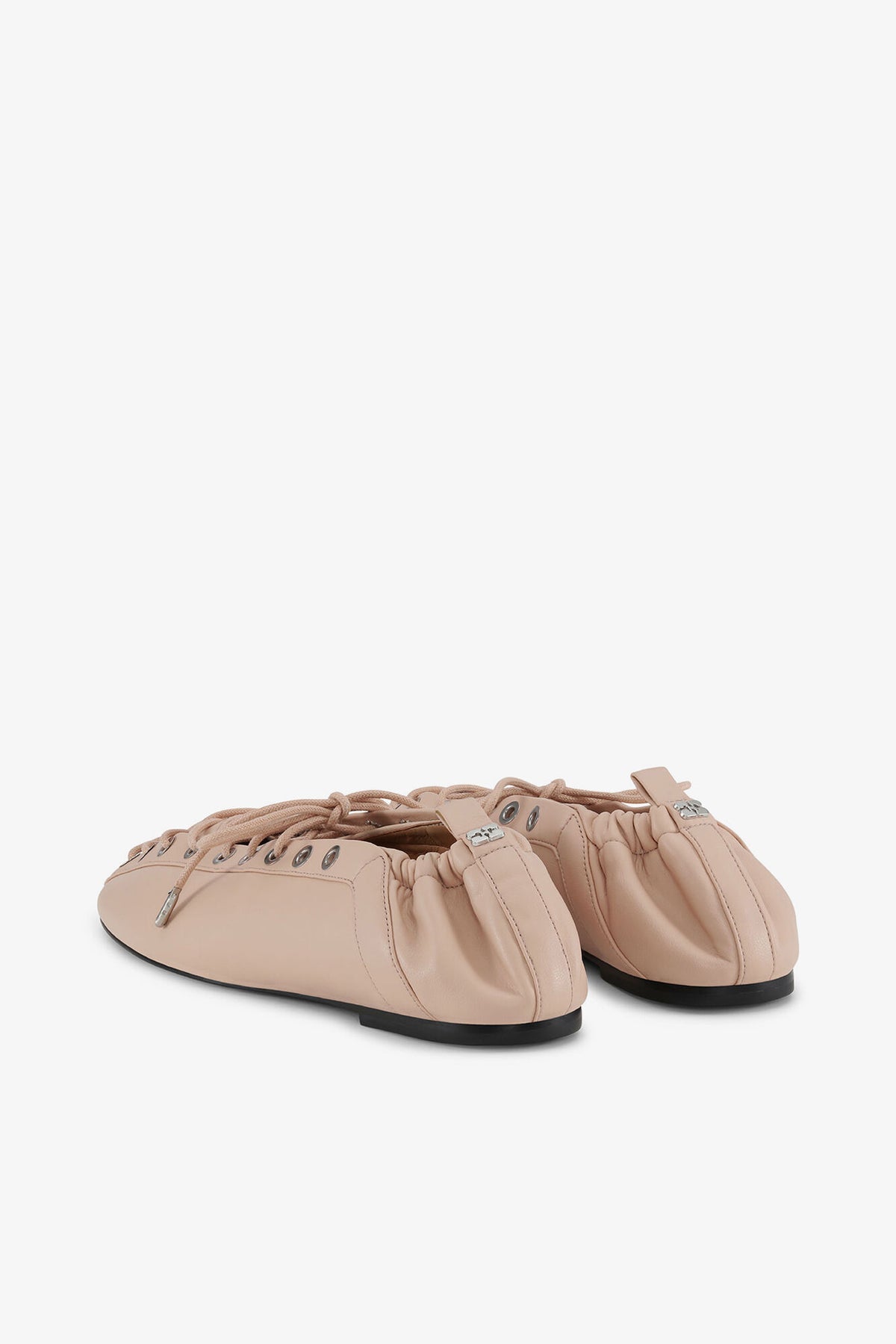Lace-Up Ballerinas in Beige