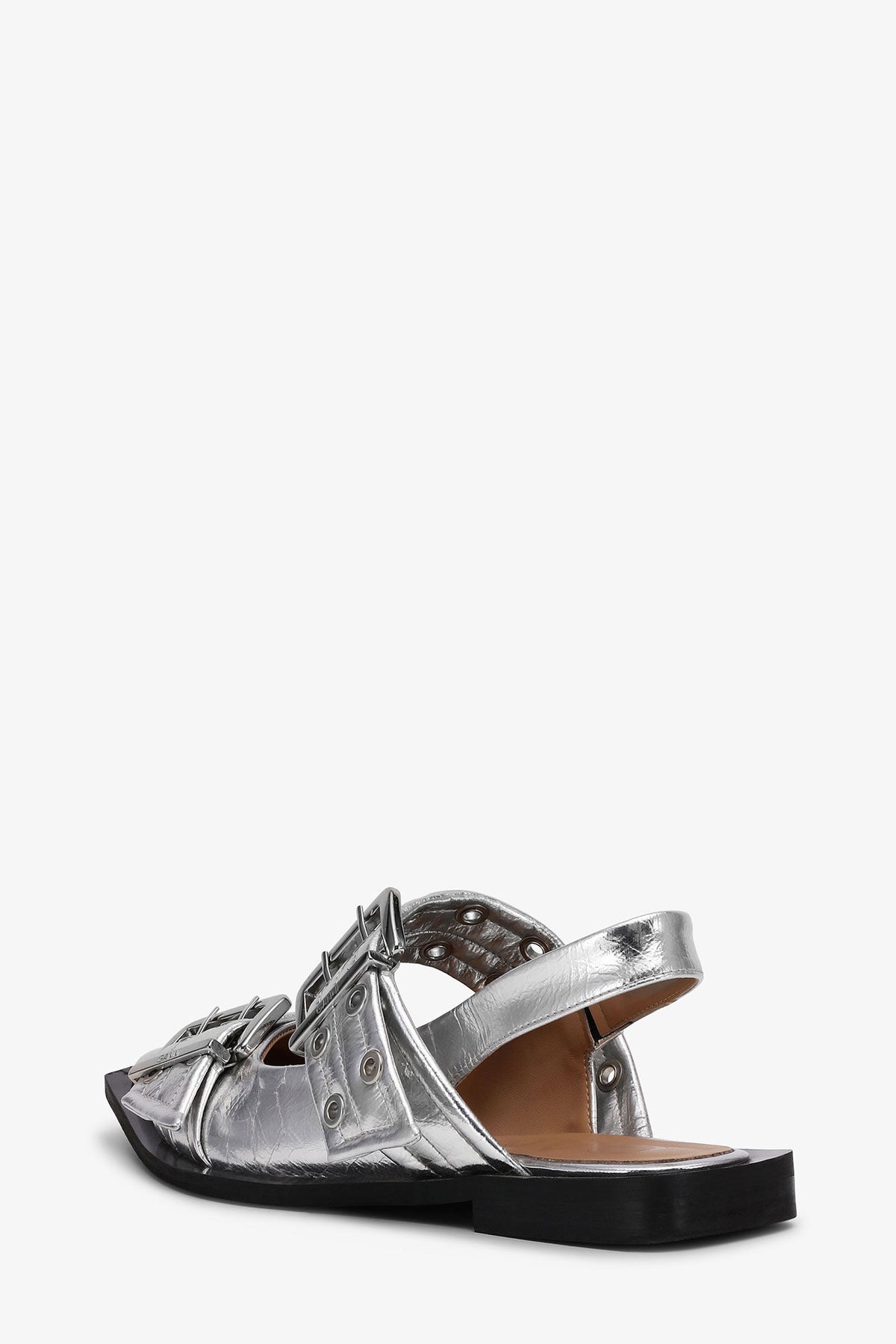 Feminine Buckle Ballerinas in Silver