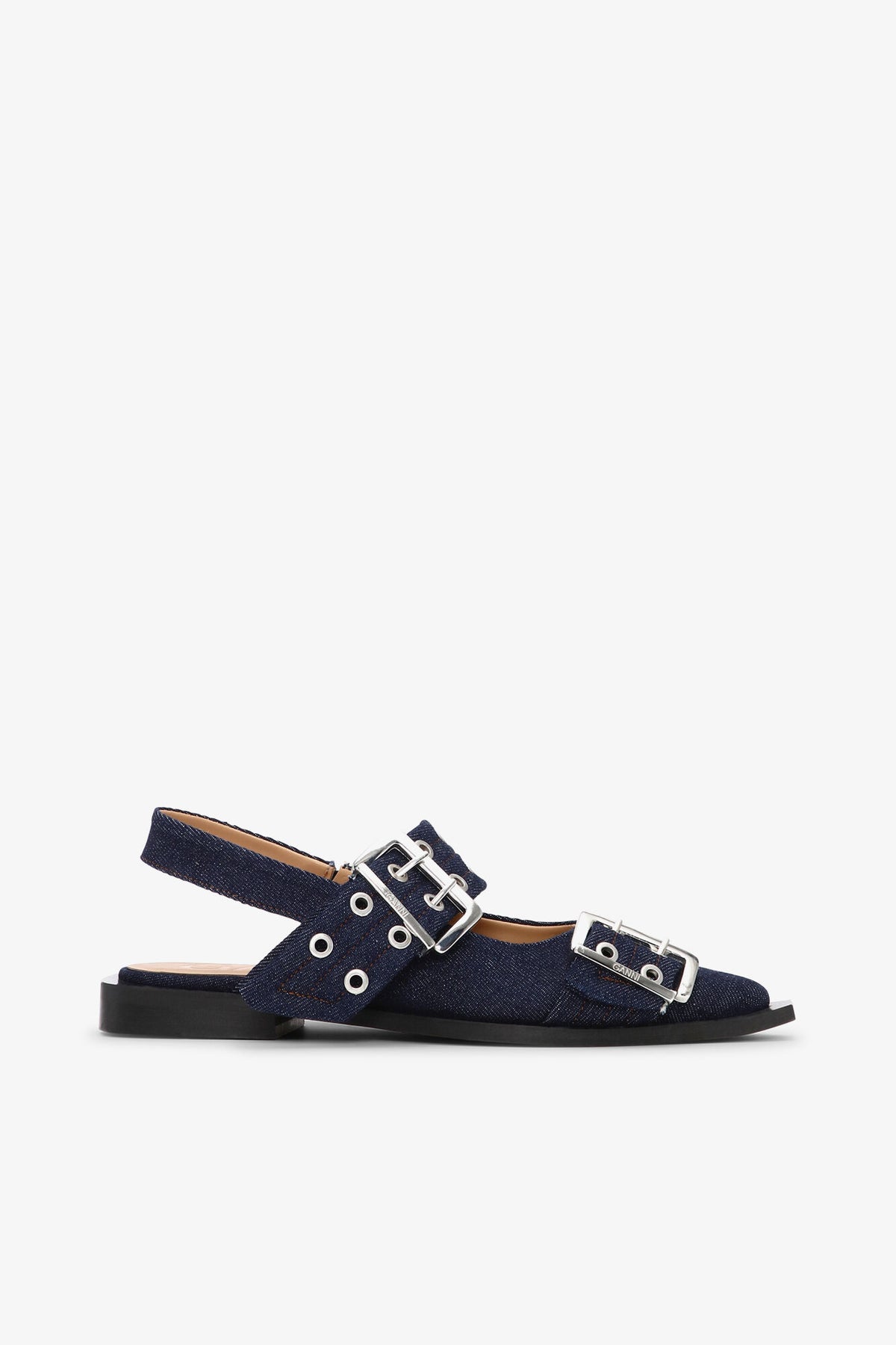 Denim Feminine Buckle Ballerinas
