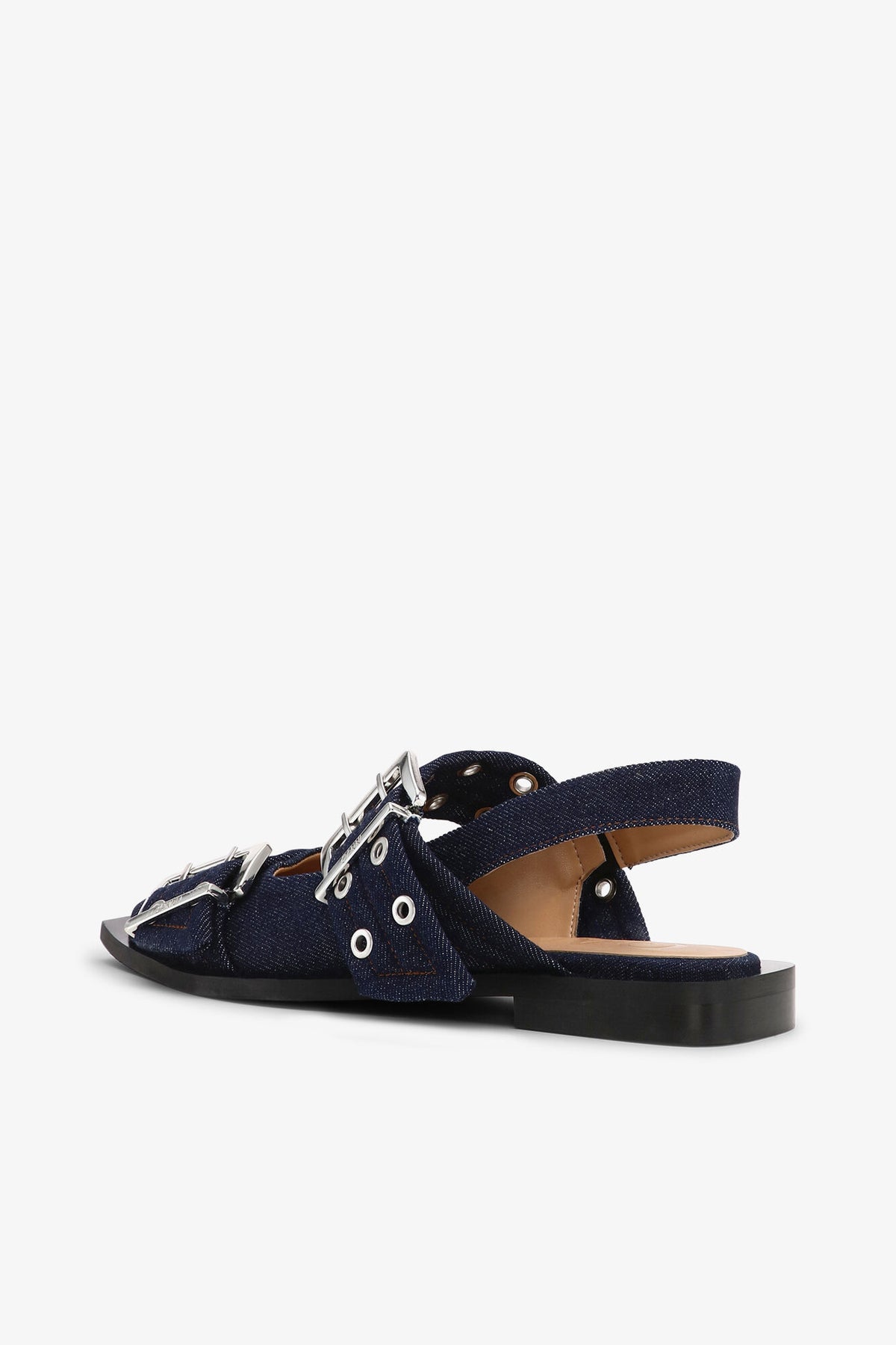 Denim Feminine Buckle Ballerinas
