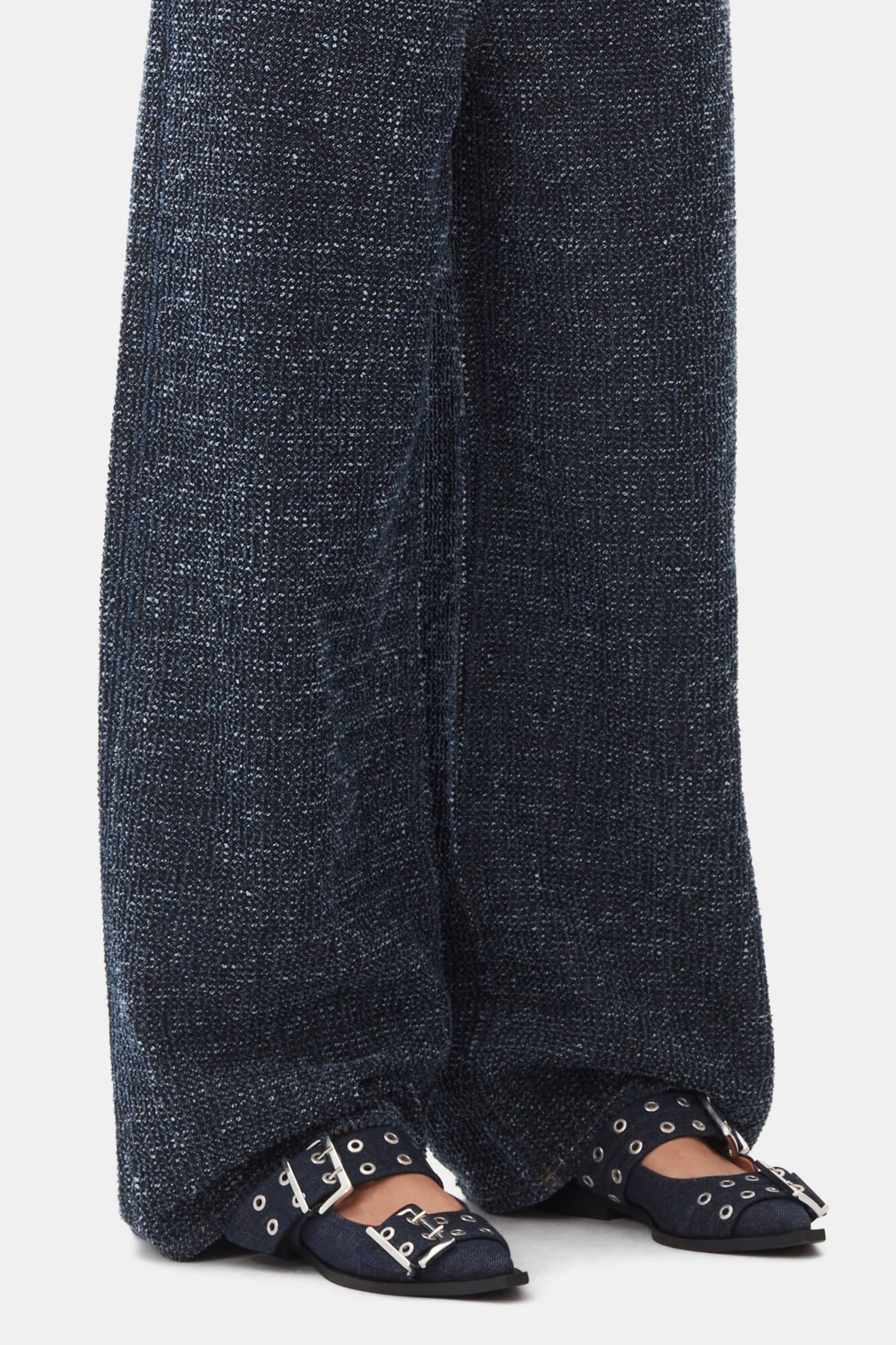 Denim Feminine Buckle Ballerinas