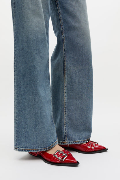 Feminine Buckle Ballerinas in Red