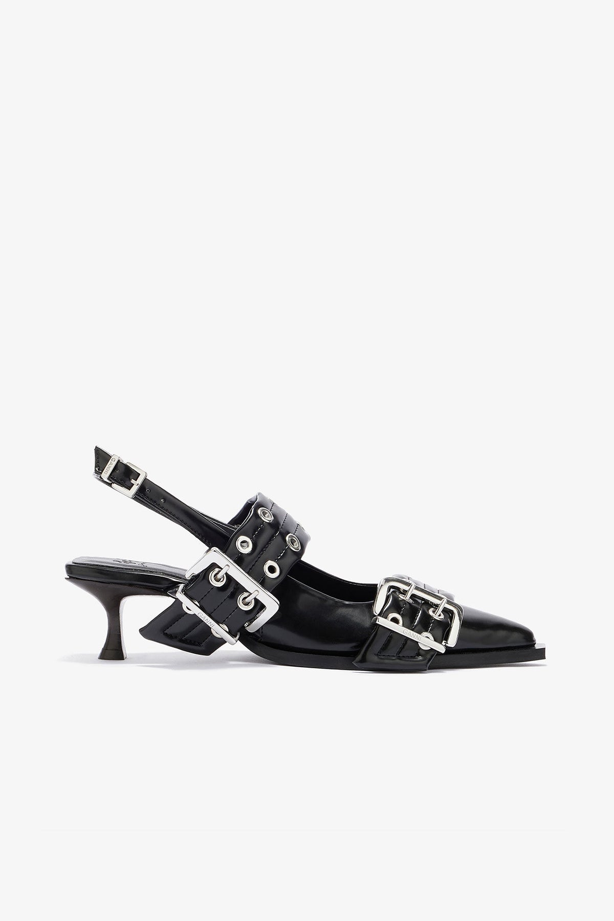 Feminine Buckle Heels in Black