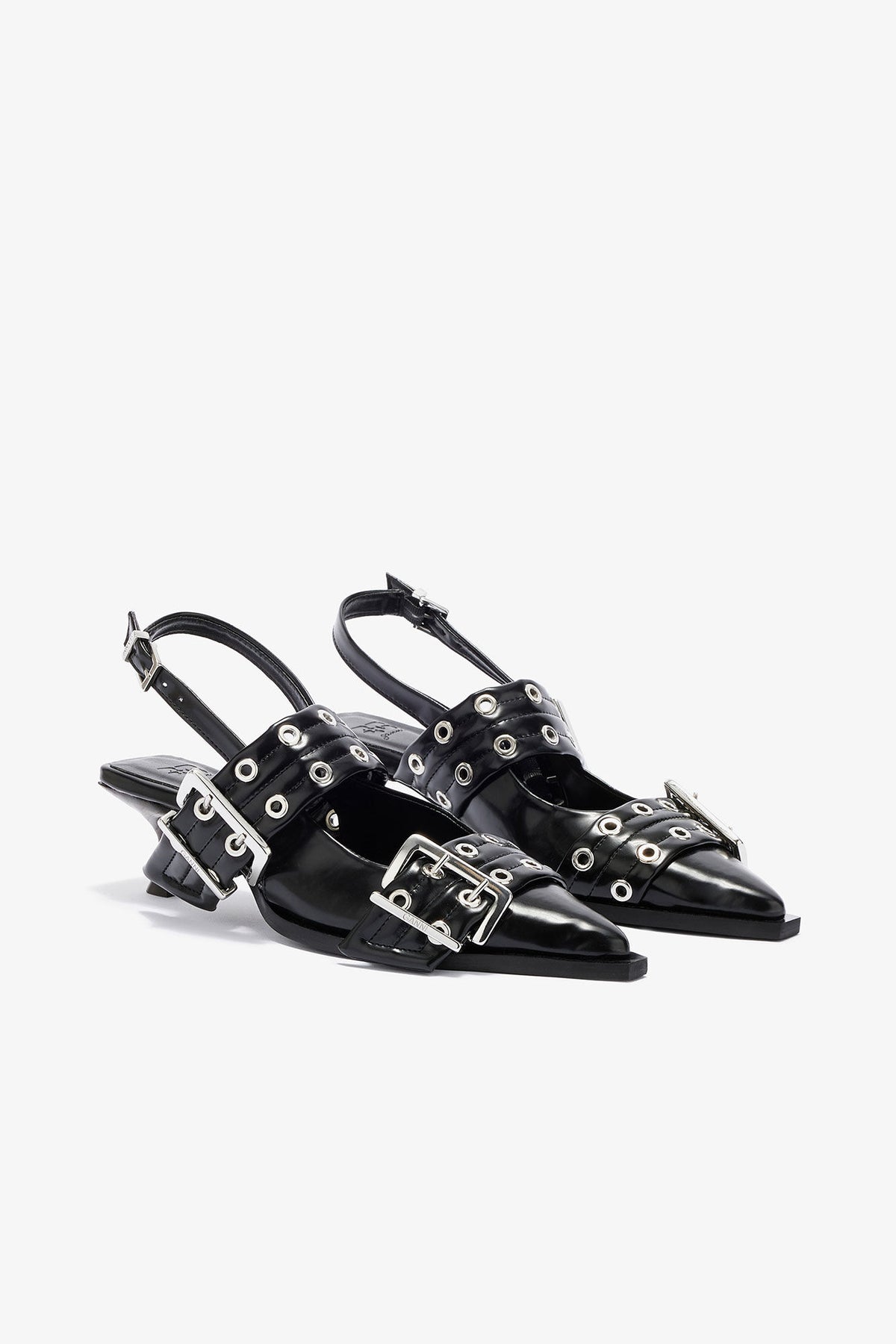 Feminine Buckle Heels in Black