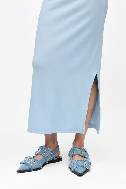Feminine Buckle Ballerinas in Denim with Charms